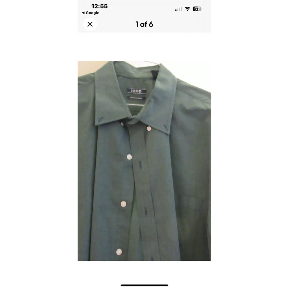 izod mens long sleeve button down‎ shirt Dk Green XL